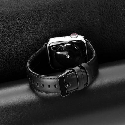 For Apple Watch Series 9 45mm DUX DUCIS Business Genuine Leather Watch Strap(Black) - Watch Bands by DUX DUCIS | Online Shopping UK | buy2fix