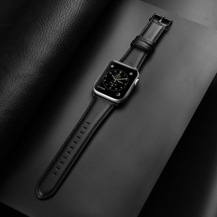 For Apple Watch Series 3 42mm DUX DUCIS Business Genuine Leather Watch Strap(Black) - Watch Bands by DUX DUCIS | Online Shopping UK | buy2fix