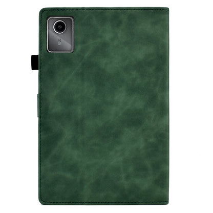 For Lenovo Tab M11 / Xiaoxin Pad 11 2024 Smile Embossed Smart Leather Tablet Case(Green) - Lenovo by buy2fix | Online Shopping UK | buy2fix