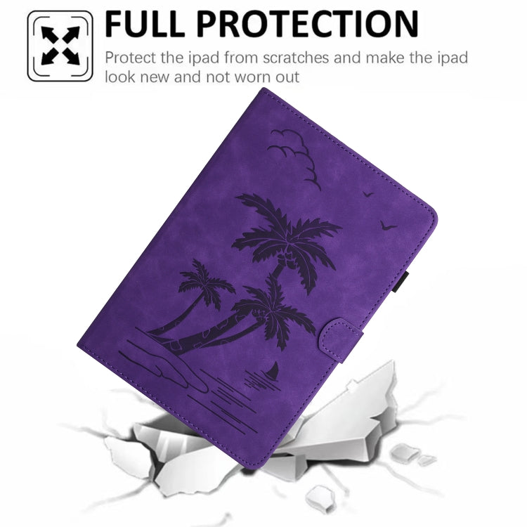 For Lenovo Tab M11/Xiaoxin Pad 11 2024 Coconut Tree Embossed Smart Leather Tablet Case(Purple) - Lenovo by buy2fix | Online Shopping UK | buy2fix