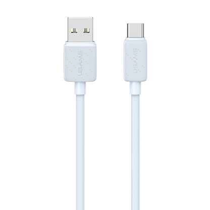 USAMS US-SJ688 USB to USB-C / Type-C 3A Striped Fast Charge Data Cable, Length:1m(Blue) - USB-C & Type-C Cable by USAMS | Online Shopping UK | buy2fix