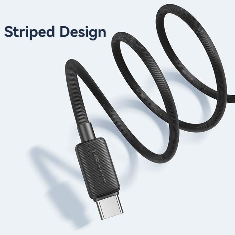 USAMS US-SJ688 USB to USB-C / Type-C 3A Striped Fast Charge Data Cable, Length:1m(Blue) - USB-C & Type-C Cable by USAMS | Online Shopping UK | buy2fix