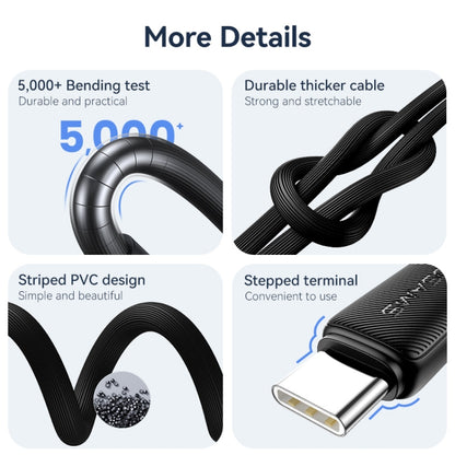 USAMS US-SJ693 USB to USB-C / Type-C 3A Striped Fast Charge Data Cable, Length:2m(White) - USB-C & Type-C Cable by USAMS | Online Shopping UK | buy2fix