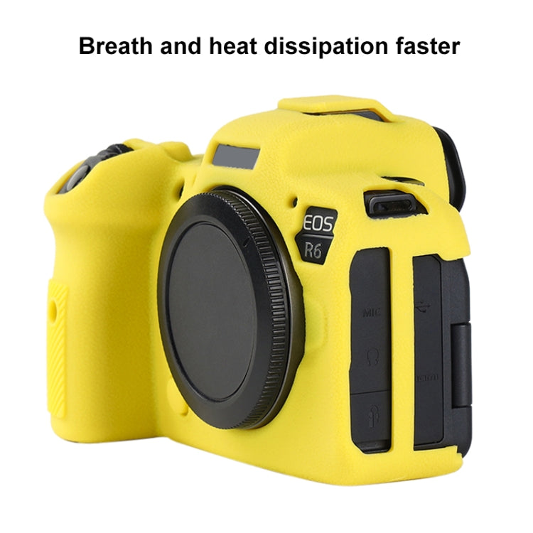 For Canon EOS R6 Mark II Litchi Texture Soft Silicone Protective Case(Yellow) - Protective Case by buy2fix | Online Shopping UK | buy2fix