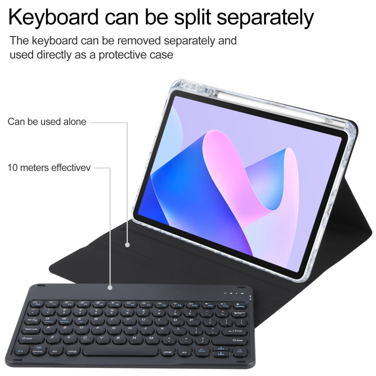 For Huawei MatePad 11 2023 / 2021 Round Button Bluetooth Keyboard Rotatable Holder Leather Case(Black) - Huawei Keyboard by buy2fix | Online Shopping UK | buy2fix