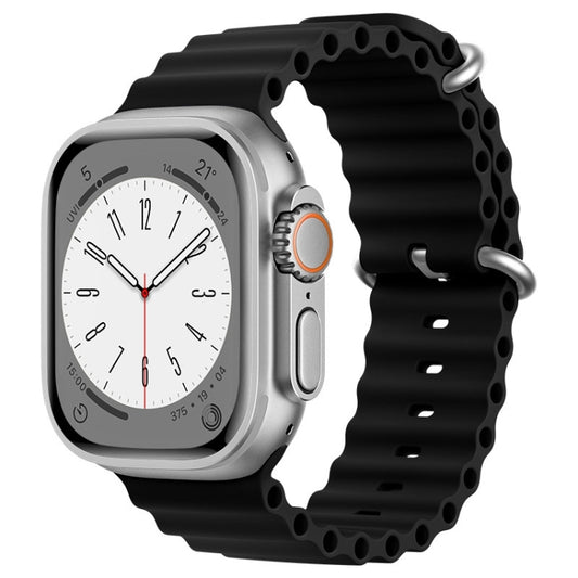 For Apple Watch Ultra 49mm ZGA Ocean Silicone Watch Band(Black) - Watch Bands by ZGA | Online Shopping UK | buy2fix