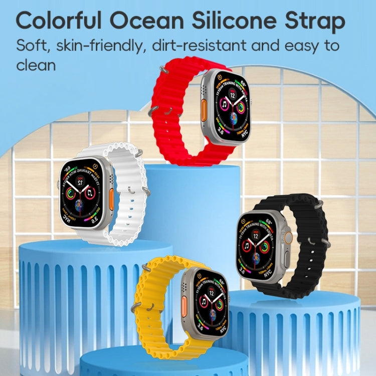 For Apple Watch SE 2022 44mm ZGA Ocean Silicone Watch Band(Black) - Watch Bands by ZGA | Online Shopping UK | buy2fix