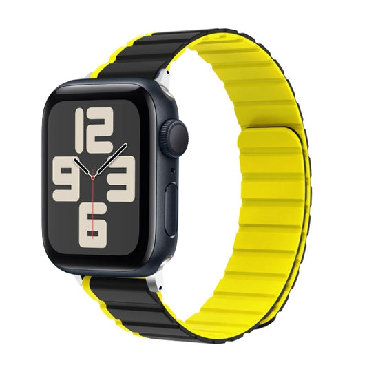 For Apple Watch SE 2023 44mm ZGA Two Color Magnetic Silicone Watch Band(Grey+Yellow) - Watch Bands by ZGA | Online Shopping UK | buy2fix