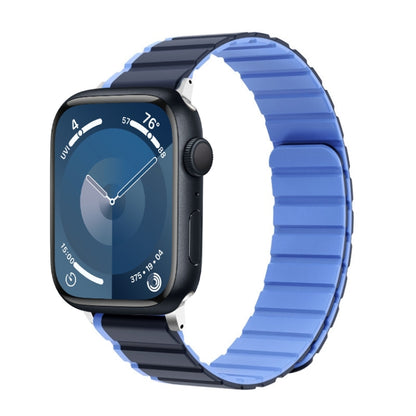 For Apple Watch Series 9 45mm ZGA Two Color Magnetic Silicone Watch Band(Dark Blue+Light Blue) - Watch Bands by ZGA | Online Shopping UK | buy2fix