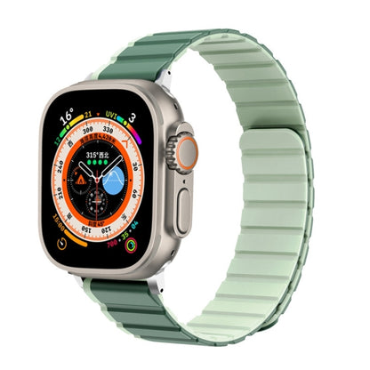 For Apple Watch Ultra 49mm ZGA Two Color Magnetic Silicone Watch Band(Dark Green+Light Green) - Watch Bands by ZGA | Online Shopping UK | buy2fix