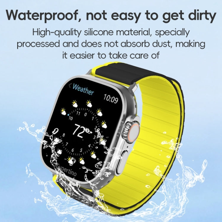 For Apple Watch Ultra 2 49mm ZGA Two Color Magnetic Silicone Watch Band(Grey+Yellow) - Watch Bands by ZGA | Online Shopping UK | buy2fix