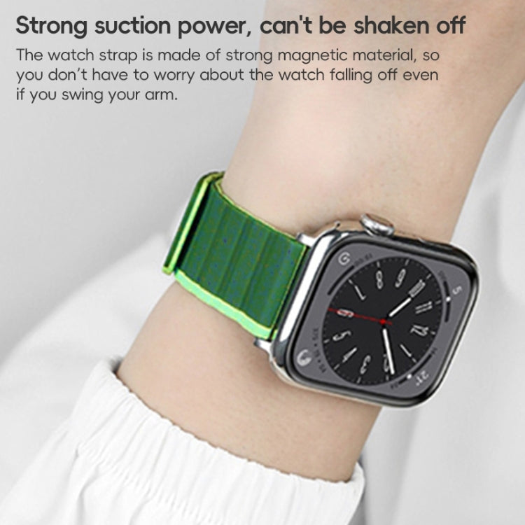 For Apple Watch 42mm ZGA Two Color Magnetic Silicone Watch Band(Dark Green+Light Green) - Watch Bands by ZGA | Online Shopping UK | buy2fix