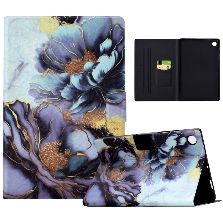 For Samsung Galaxy Tab A9+ Voltage Painted Smart Leather Tablet Case(Peony) - Galaxy Tab A9+ by buy2fix | Online Shopping UK | buy2fix