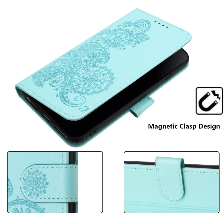 For iPhone SE 2024 Datura Flower Embossed Flip Leather Phone Case(Light Blue) - More iPhone Cases by buy2fix | Online Shopping UK | buy2fix