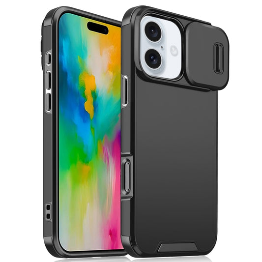 For iPhone 16 Sliding Camshield TPU + PC Phone Case(Black) - iPhone 16 Cases by buy2fix | Online Shopping UK | buy2fix