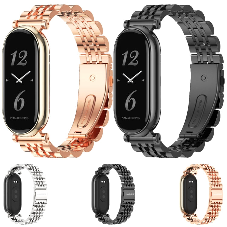 For Xiaomi Mi Band 8 / 9 / 9 NFC Mijobs GT4 Seven Beads Metal Watch Band(Rose Gold) - Watch Bands by MIJOBS | Online Shopping UK | buy2fix