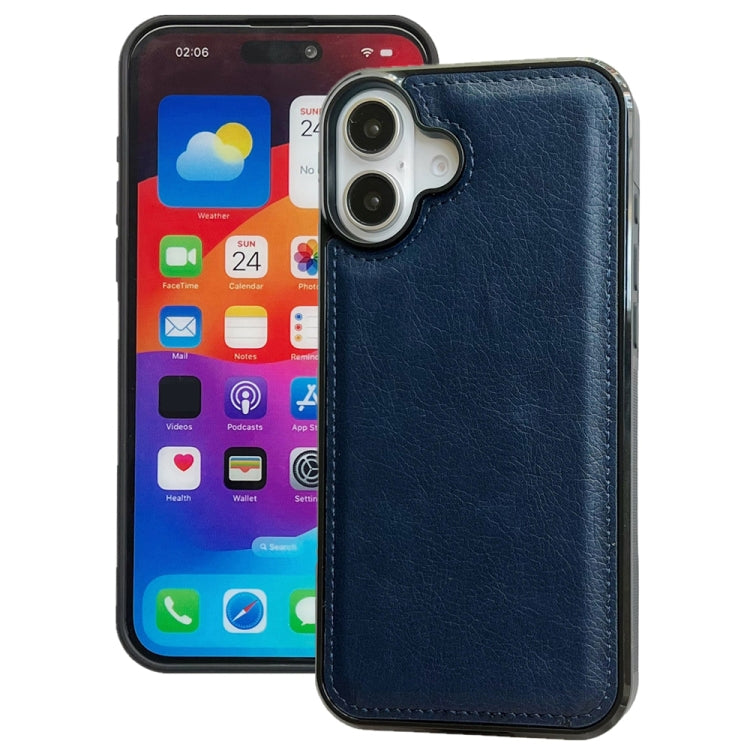 For iPhone 16 Cowhide Texture Back Cover Phone Case(Royal Blue) - iPhone 16 Cases by buy2fix | Online Shopping UK | buy2fix