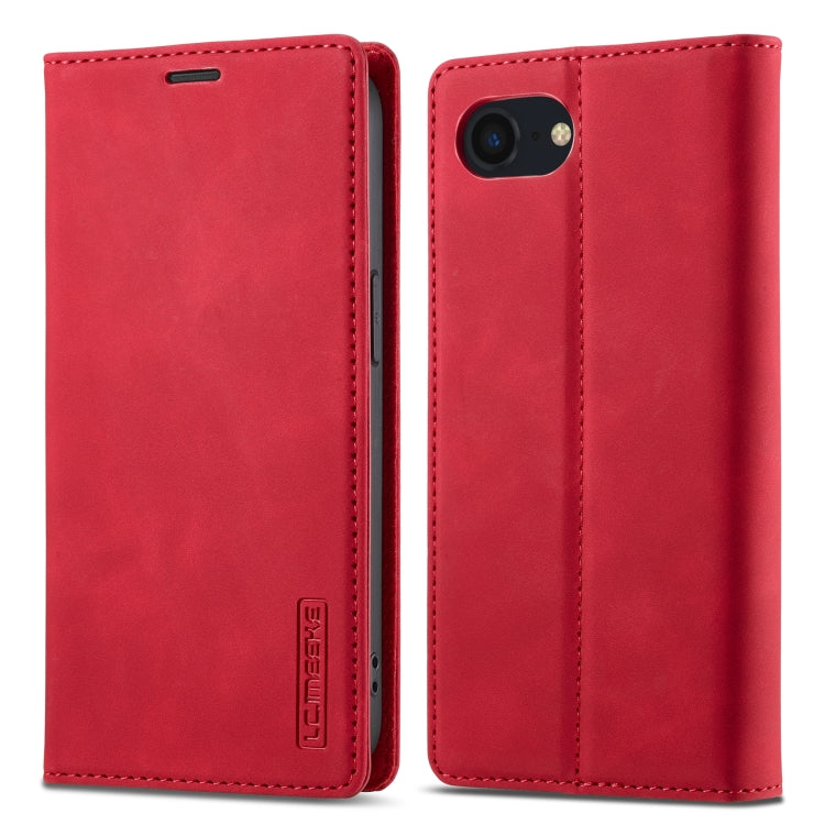 For iPhone 16e LC.IMEEKE Strong Magnetism Microfiber Leather Phone Case(Red) - iPhone 16e Cases by LC.IMEEKE | Online Shopping UK | buy2fix