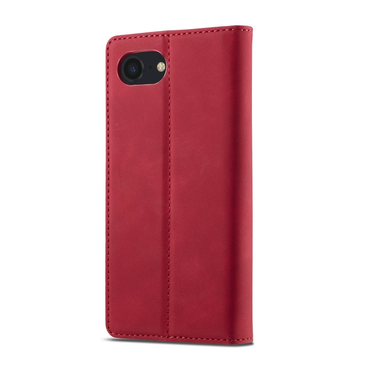 For iPhone 16e LC.IMEEKE Strong Magnetism Microfiber Leather Phone Case(Red) - iPhone 16e Cases by LC.IMEEKE | Online Shopping UK | buy2fix