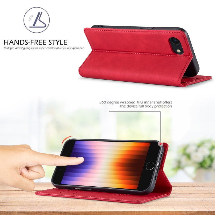 For iPhone 16e LC.IMEEKE Strong Magnetism Microfiber Leather Phone Case(Red) - iPhone 16e Cases by LC.IMEEKE | Online Shopping UK | buy2fix