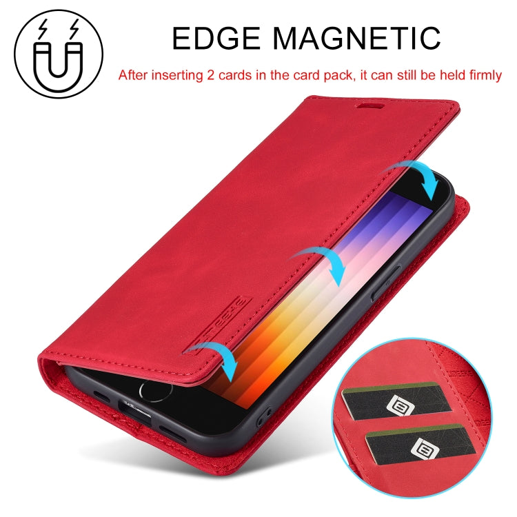 For iPhone 16e LC.IMEEKE Strong Magnetism Microfiber Leather Phone Case(Red) - iPhone 16e Cases by LC.IMEEKE | Online Shopping UK | buy2fix