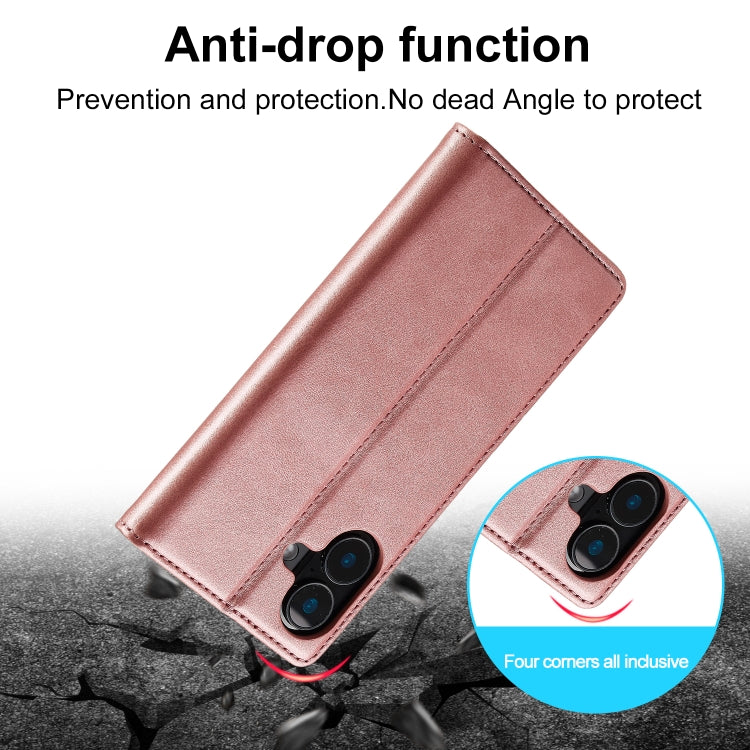 For iPhone 16 Plus LC.IMEEKE Strong Magnetism Microfiber Leather Phone Case(Rose Gold) - iPhone 16 Plus Cases by LC.IMEEKE | Online Shopping UK | buy2fix