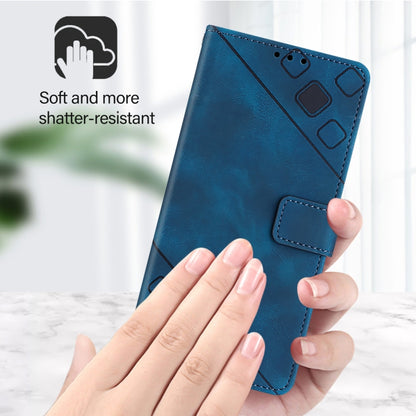 For OnePlus 12 5G Global Skin-feel Embossed Leather Phone Case(Blue) - OnePlus Cases by buy2fix | Online Shopping UK | buy2fix