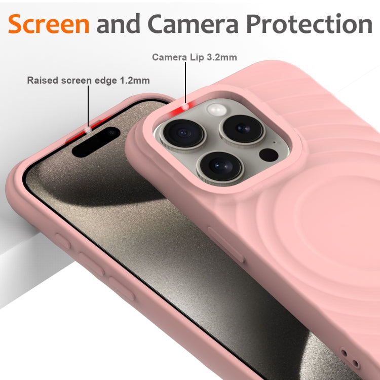 For iPhone 16 Pro Max Wave Texture MagSafe Magnetic Liquid Silicone Phone Case(Pink) - iPhone 16 Pro Max Cases by buy2fix | Online Shopping UK | buy2fix