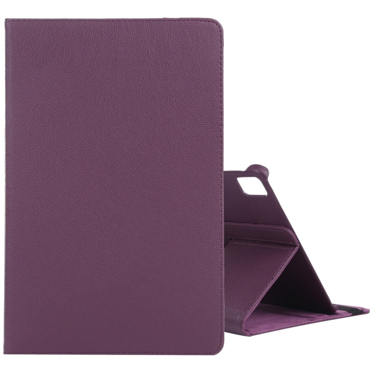 For iPad Pro 13 2024 360 Degree Rotation Litchi Texture Leather Tablet Case with Holder(Purple) - iPad Pro 13 2024 Cases by buy2fix | Online Shopping UK | buy2fix