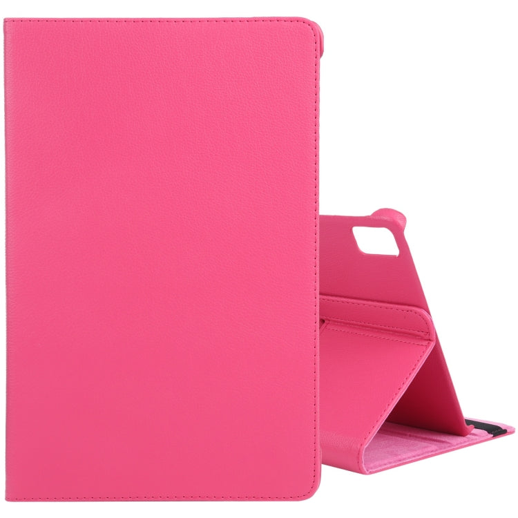 For iPad Pro 11 2024 360 Degree Rotation Litchi Texture Leather Tablet Case with Holder(Rose Red) - iPad Pro 11 2024 Cases by buy2fix | Online Shopping UK | buy2fix