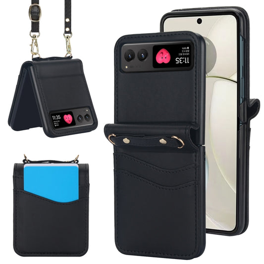 For Motorola Razr 40 Dual Card Slots Folding Phone Case(Black) - Motorola Cases by buy2fix | Online Shopping UK | buy2fix