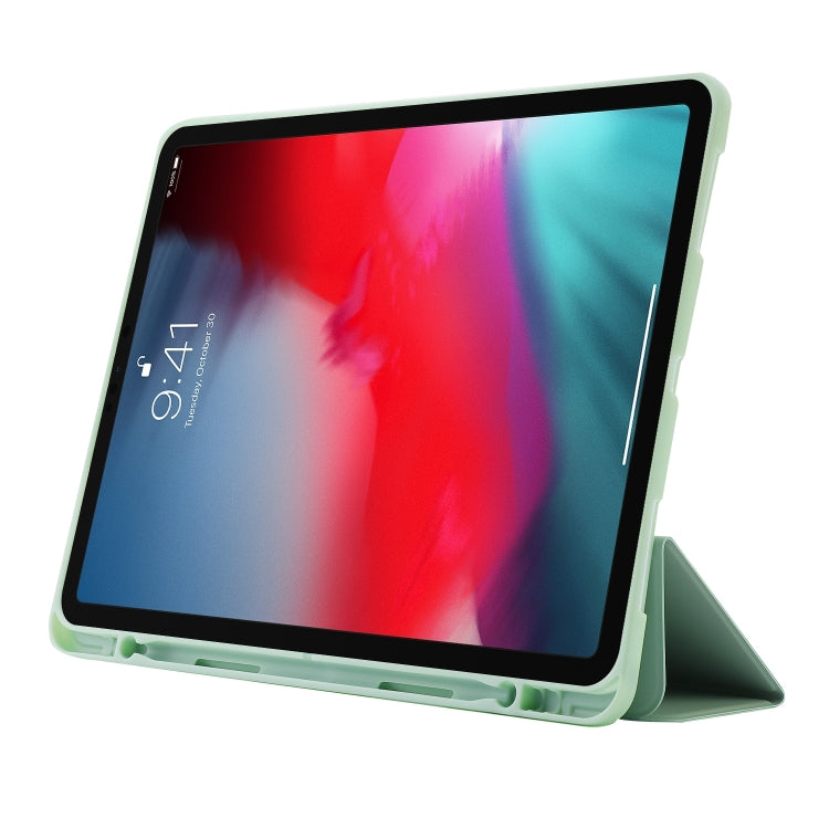 For iPad Pro 13 2024 Skin Feel Tri-fold Leather Tablet Case with Pen Slot(Matcha Green) - iPad Pro 13 2024 Cases by buy2fix | Online Shopping UK | buy2fix