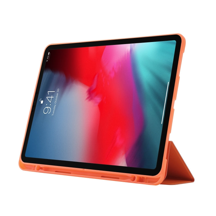 For iPad Pro 13 2024 Skin Feel Tri-fold Leather Tablet Case with Pen Slot(Orange) - iPad Pro 13 2024 Cases by buy2fix | Online Shopping UK | buy2fix