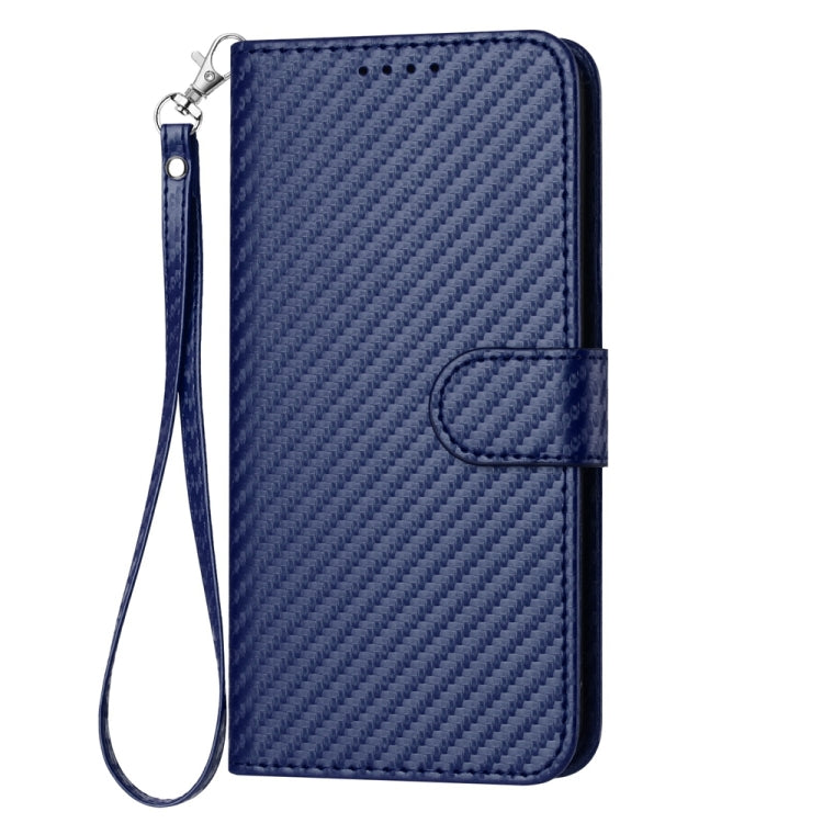 For iPhone SE 2024 YX0070 Carbon Fiber Buckle Leather Phone Case with Lanyard(Royal Blue) - More iPhone Cases by buy2fix | Online Shopping UK | buy2fix