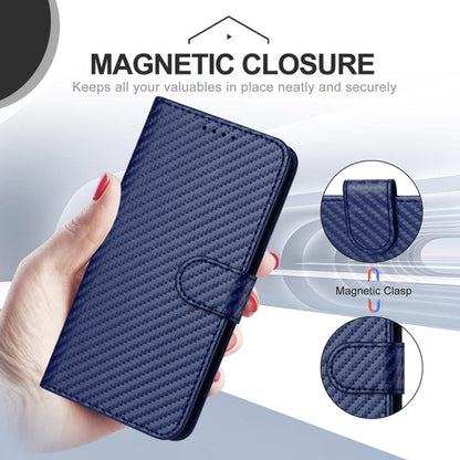 For iPhone 16 Plus YX0070 Carbon Fiber Buckle Leather Phone Case with Lanyard(Royal Blue) - iPhone 16 Plus Cases by buy2fix | Online Shopping UK | buy2fix