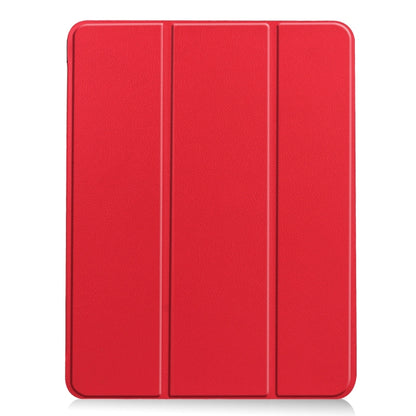 For iPad Air 11 2024 Custer TPU Pure Color 3-Fold Holder Smart Leather Tablet Case(Red) - iPad Air 11 2024 Cases by buy2fix | Online Shopping UK | buy2fix