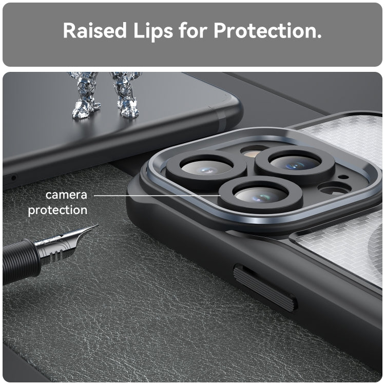 For iPhone 14 Pro Carbon Fiber Texture MagSafe Translucent Phone Case(Black) - iPhone 14 Pro Cases by buy2fix | Online Shopping UK | buy2fix