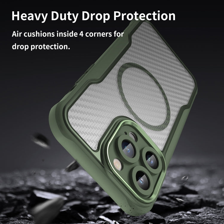 For iPhone 13 Pro Max Carbon Fiber Texture MagSafe Translucent Phone Case(Green) - iPhone 13 Pro Max Cases by buy2fix | Online Shopping UK | buy2fix