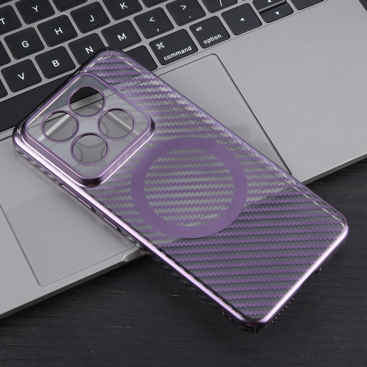 For Xiaomi 14 Pro 6D Plated Carbon Fiber Clear Magsafe PC Phone Case(Aurora Purple) - 14 Pro Cases by buy2fix | Online Shopping UK | buy2fix