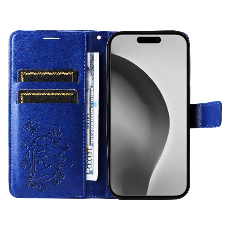 For iPhone 16 Pro Max 3D Butterfly Embossed Pattern Flip Leather Phone Case(Blue) - iPhone 16 Pro Cases by buy2fix | Online Shopping UK | buy2fix