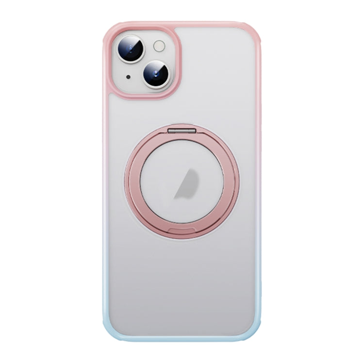 For iPhone 14 MagSafe Holder PC Hybrid TPU Phone Case(Pink Blue) - iPhone 14 Cases by buy2fix | Online Shopping UK | buy2fix