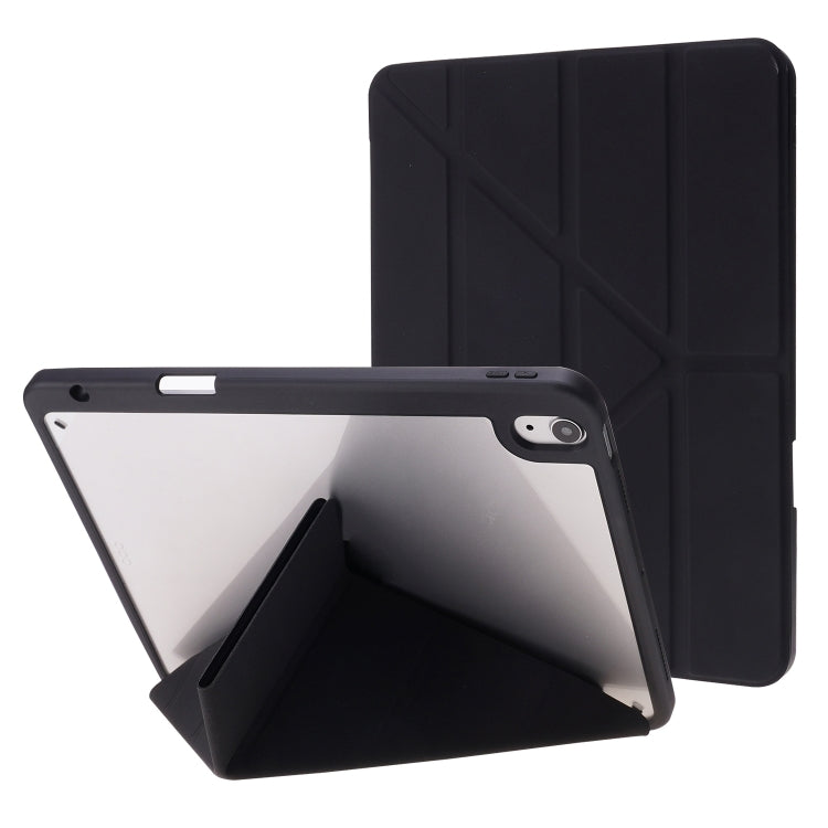 For iPad Air 11 2024 Deformation Transparent Acrylic Leather Tablet Case(Black) - iPad Air 11 2024 Cases by buy2fix | Online Shopping UK | buy2fix