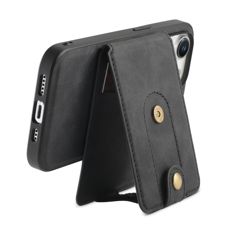 For iPhone 14 Pro Max Denior D14 NK Retro Pattern MagSafe Magnetic Card Holder Leather Phone Case(Black) - iPhone 14 Pro Max Cases by Denior | Online Shopping UK | buy2fix