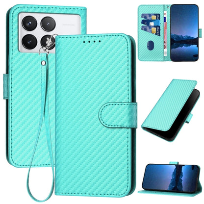 For Xiaomi Redmi K70 / K70 Pro YX0070 Carbon Fiber Buckle Leather Phone Case with Lanyard(Light Blue) - K70 Cases by buy2fix | Online Shopping UK | buy2fix