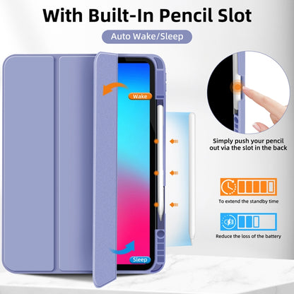 For iPad Pro 11 2024 3-fold TPU Smart Leather Tablet Case with Pen Slot(Lavender Purple) - iPad Pro 11 2024 Cases by buy2fix | Online Shopping UK | buy2fix