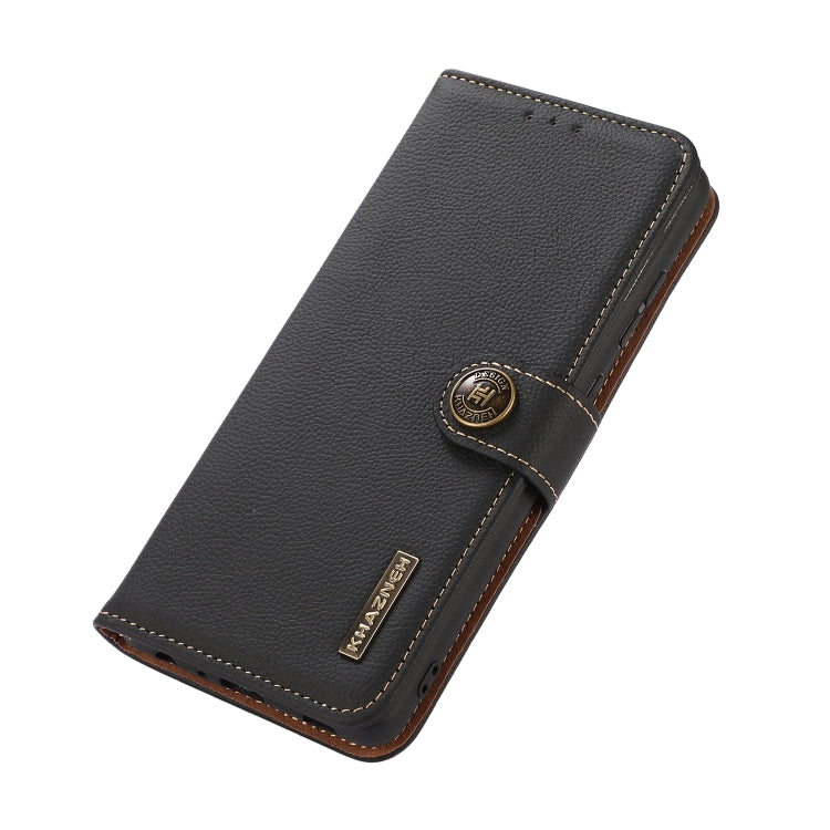 For iPhone 16 Pro Max KHAZNEH Custer Genuine Leather RFID Phone Case(Black) - iPhone 16 Pro Max Cases by buy2fix | Online Shopping UK | buy2fix