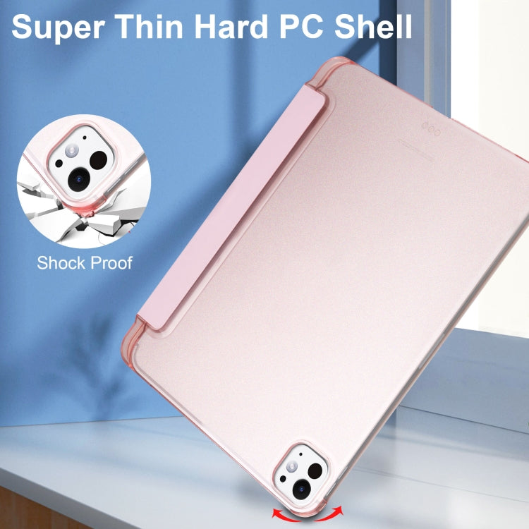 For iPad Pro 13 2024 3-fold Semi-transparent Frosted Smart Leather Tablet Case(Rose Gold) - iPad Pro 13 2024 Cases by buy2fix | Online Shopping UK | buy2fix