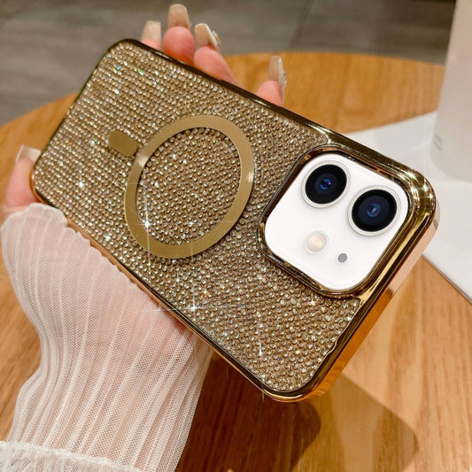 For iPhone 11 Diamonds Plated Magsafe Phone Case(Gold) - iPhone 11 Cases by buy2fix | Online Shopping UK | buy2fix