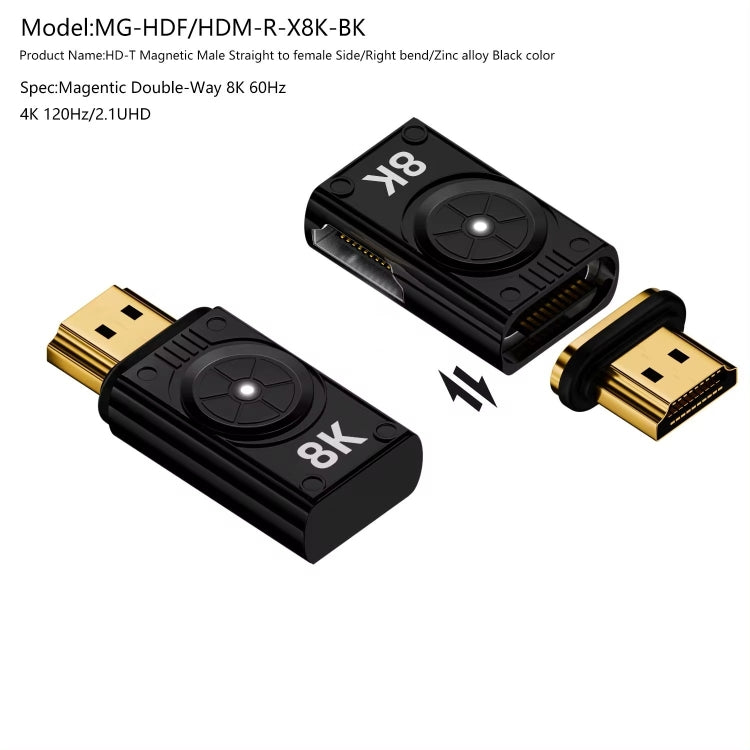 8K 60Hz HDTV to HDTV Side Bend Magnetic Converter(Black Right Bend) - Converter by buy2fix | Online Shopping UK | buy2fix
