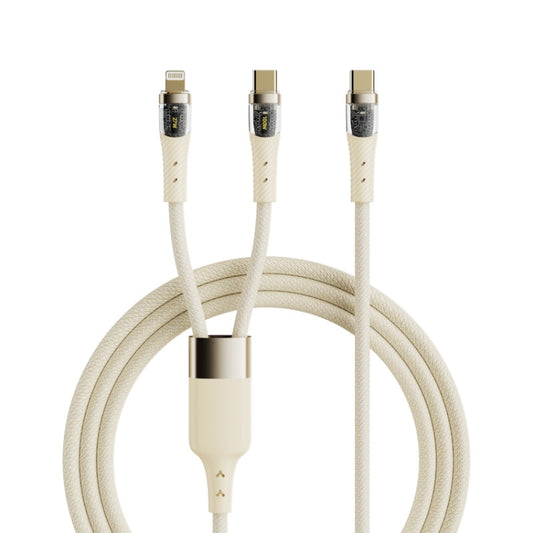 ROCK G20 2 in 1 5A USB-C/Type-C to USB-C/Type-C+8 Pin Transparent Fast Charging Data Cable, Length: 1.5m(Beige) - 2 in 1 Cable by ROCK | Online Shopping UK | buy2fix